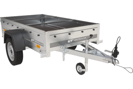 Praktischer PKW-Anhänger Garden Trailer 200 Kipp mit kippbarer Deichsel, blauer Plane